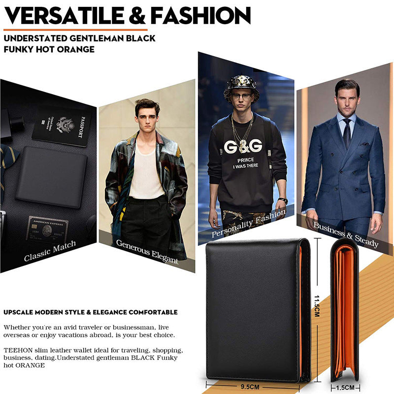 Men's Short Top Layer Cowhide Wallet